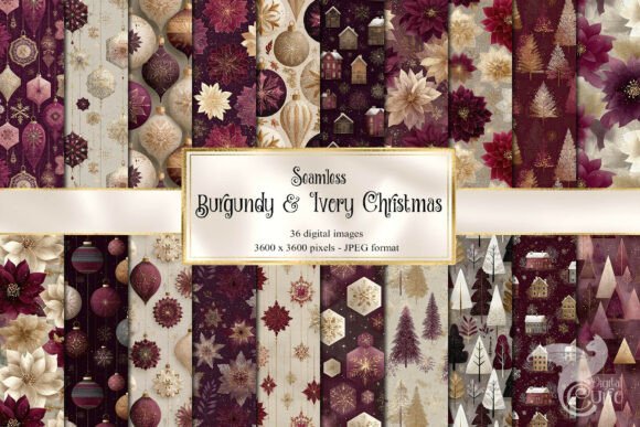 Download Burgundy and Ivory Christmas Patterns - Patterns Collection